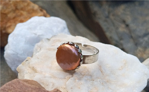 Exkluzivní prsten s hnědou jihomořskou perlou (13 mm) – Chirurgická ocel