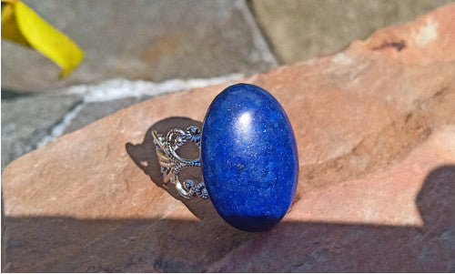 Výrazný prsten lapis lazuli 25mm na filigránovém kroužku