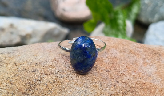 Královská modř přírodního lapis lazuli postříbřený prsten