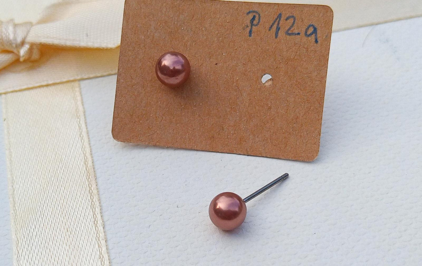 Perlové náušnice „Rose Copper“ – Pravé říční perly & Chirurgická ocel