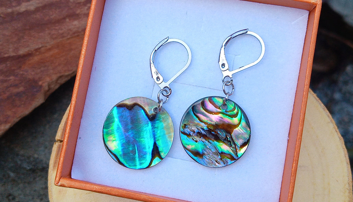 Hypoalergenní náušnice s Novozélandskou perletí abalone paua