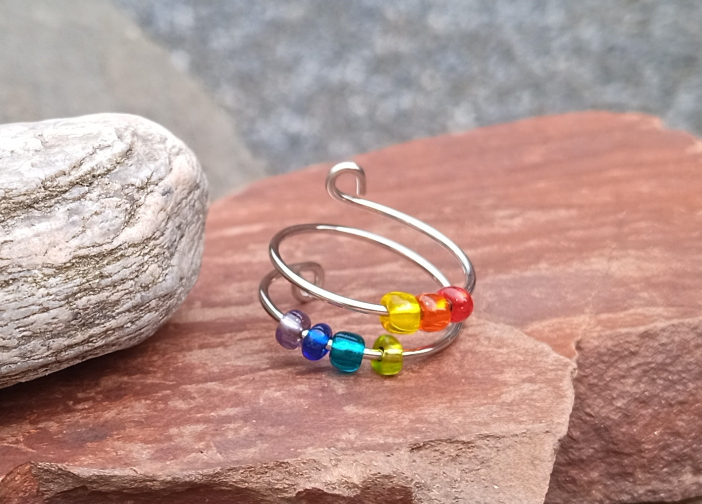 🌈 Duhový antistresový prsten z chirurgické oceli