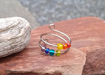 🌈 Duhový antistresový prsten z chirurgické oceli
