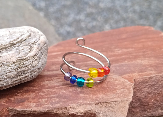🌈 Duhový antistresový prsten z chirurgické oceli