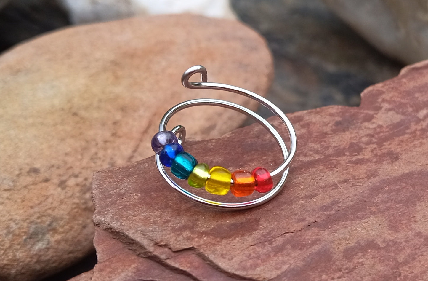 🌈 Duhový antistresový prsten z chirurgické oceli