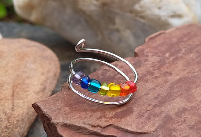 🌈 Duhový antistresový prsten z chirurgické oceli