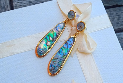 Popis produktu: Dlouhé visací náušnice s abalone perletí