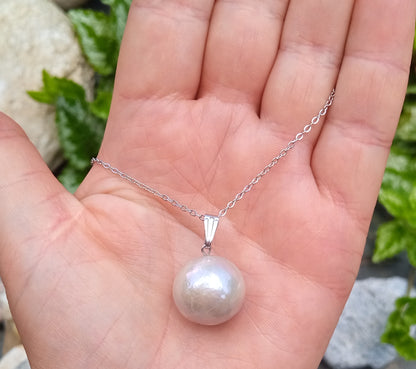 Luxusní ocelový náhrdelník s obří jihomořskou perlou South Sea (17 mm)