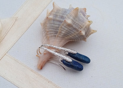Postříbřené náušnice s přírodním lapis lazuli, královská modrá