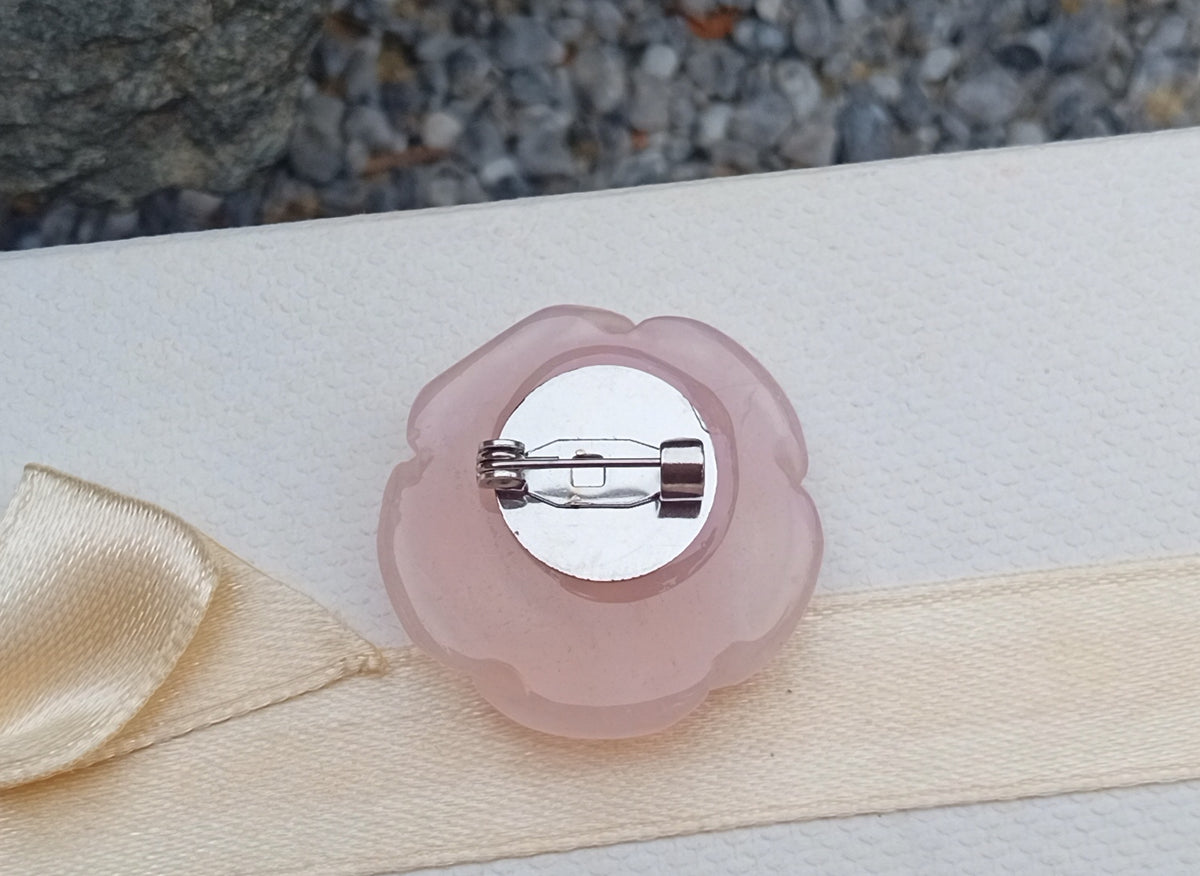 Minerální brož růže z růženínu 30 mm | Nerezová ocel