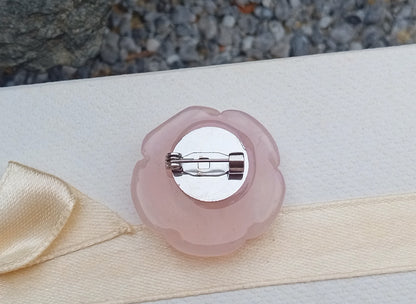 Minerální brož růže z růženínu 30 mm | Nerezová ocel