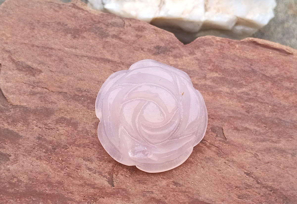 Minerální brož růže z růženínu 30 mm | Nerezová ocel