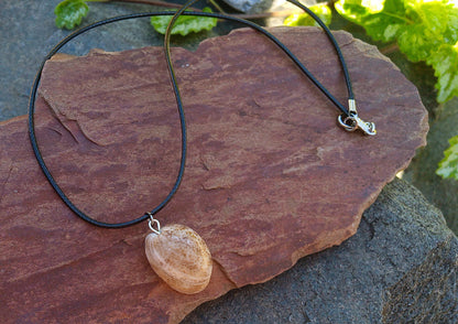 Minimalistický boho náhrdelník s pravou mořskou mušlí na voskované šňůrce (23x18 mm)