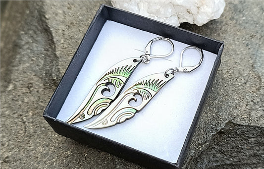 Ocelové náušnice „Ocean Wave“ s abalone perletí