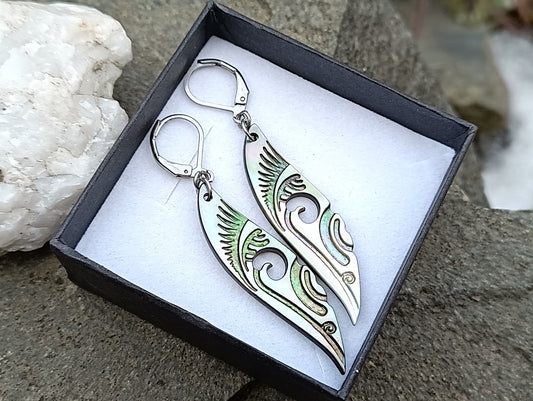 Ocelové náušnice „Ocean Wave“ s abalone perletí