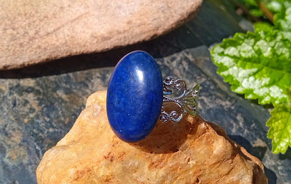 Výrazný prsten lapis lazuli 25mm na filigránovém kroužku