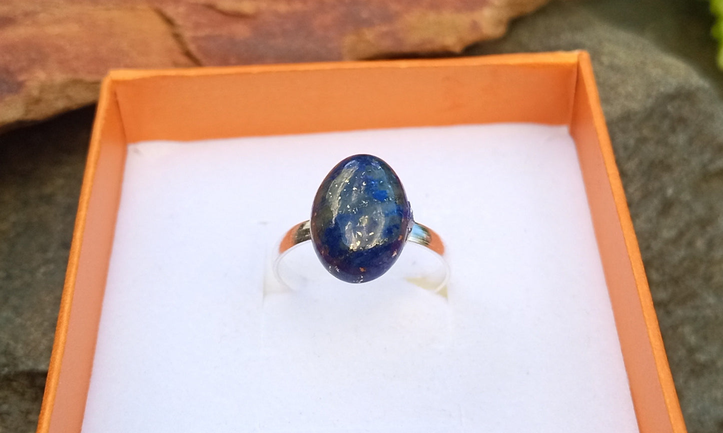 Královská modř přírodního lapis lazuli postříbřený prsten