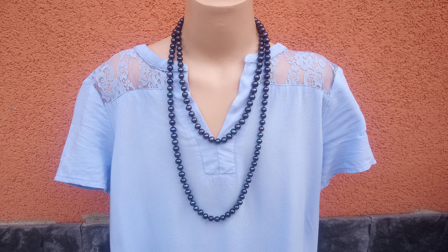 Luxusní náhrdelník z Tahitských perel „Black Orchid“ – 123 cm