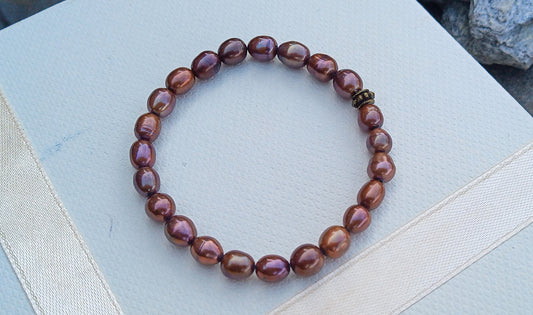 Horká čokoláda: Náramek z říčních perel v top kvalitě