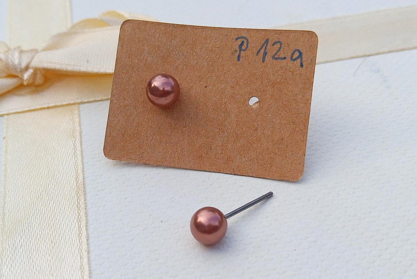 Perlové náušnice „Rose Copper“ – Pravé říční perly & Chirurgická ocel