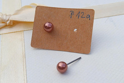 Perlové náušnice „Rose Copper“ – Pravé říční perly & Chirurgická ocel