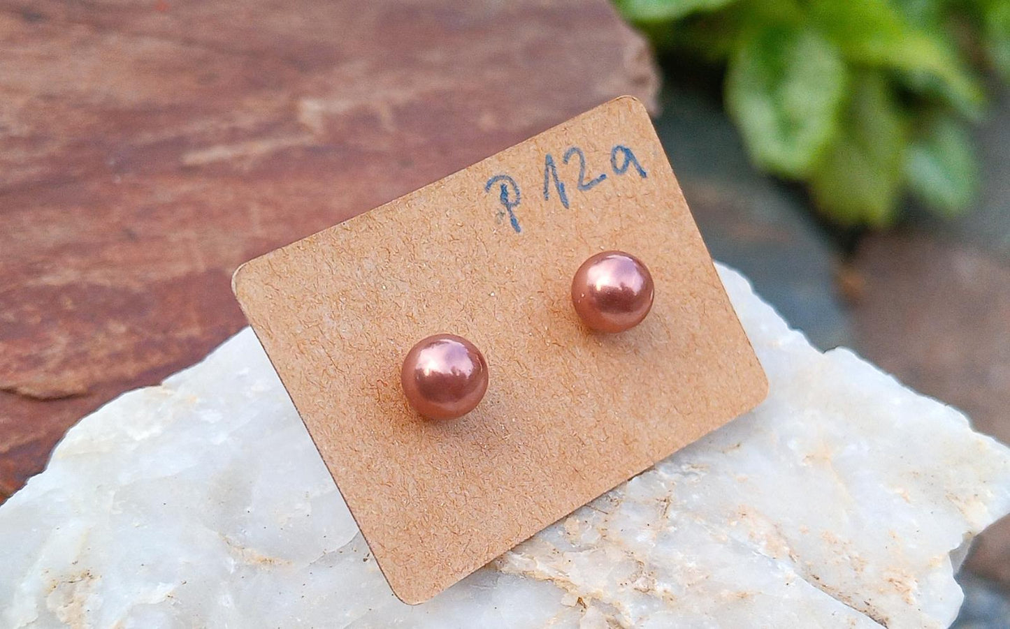 Perlové náušnice „Rose Copper“ – Pravé říční perly & Chirurgická ocel