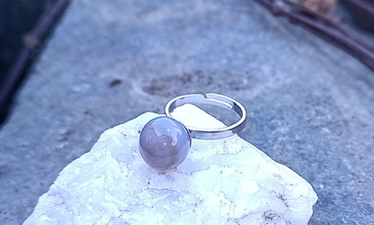 Elegantní prsten s přírodním achátem – Chirurgická ocel