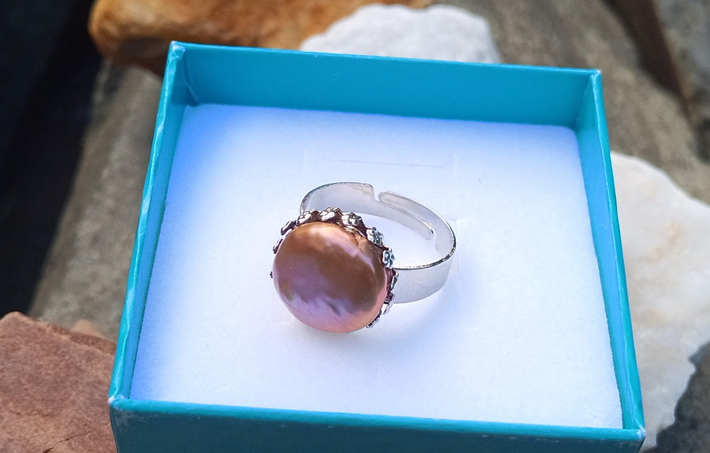 Exkluzivní prsten s hnědou jihomořskou perlou (13 mm) – Chirurgická ocel