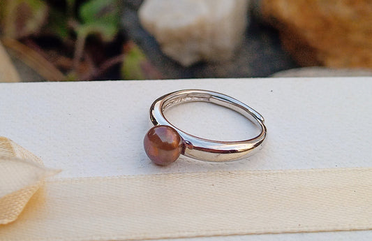 Minimalistický prsten „Bronze Glow“ s říční perlou