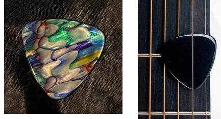 Stylové kytarové trsátko: Imitace abalone perleti